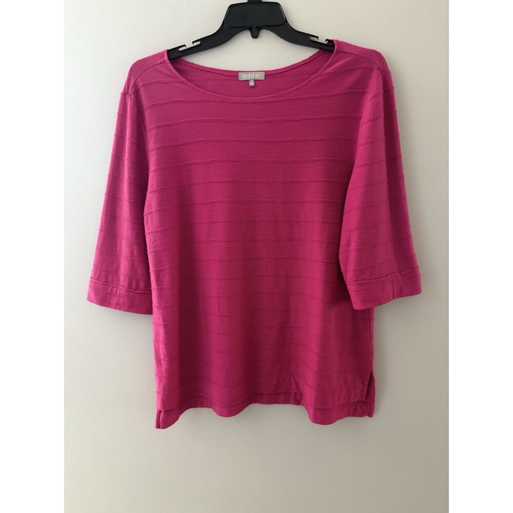 Habitat Top Womens Size Medium Pink Raised Lines 3D Lagenlook Oversize Relaxed